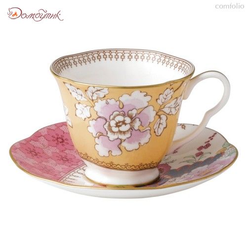Чашка чайная с блюдцем Wedgwood Бабочки и цветы 180мл, фарфор