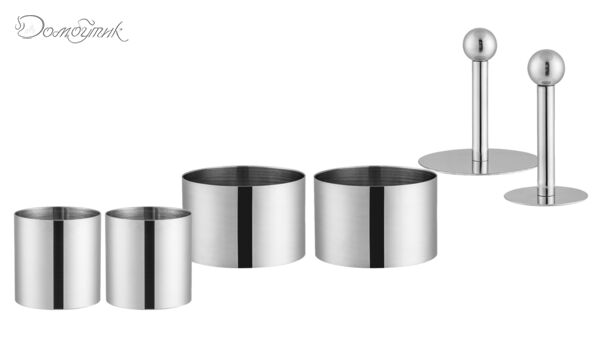 Набор десертных колец с толкателями Weis ( 4 кольца, 2 толкателя), сталь нержавеющая - фото 1