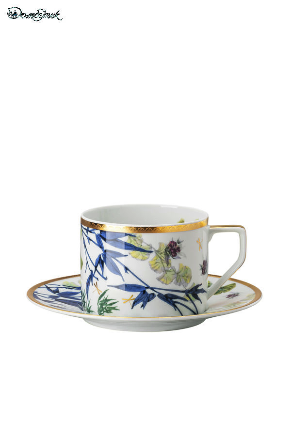 Чашка чайная с блюдцем Rosenthal Турандот 320мл, фарфор, белый, золотой кант - фото 1