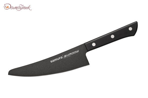 Нож кухонный "Samura SHADOW" малый Шеф с покр. Black-coating 166 мм, AUS-8, ABS пластик