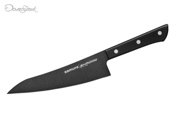 Нож кухонный "Samura SHADOW" Гюто с покрытием Black-coating 182 мм, AUS-8, ABS пластик - фото 1