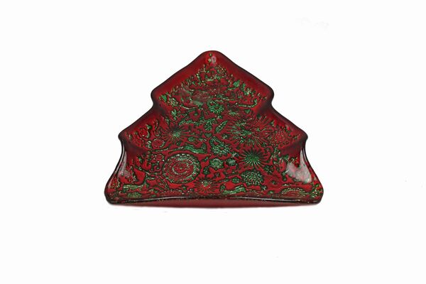 Тарелка "Новогодняя Ёлка" красная с зеленым 24 см, Akcam