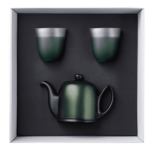 Набор чайный Degrenne Salam 3 предмета, чайник 700 мл, кружка 250 мл 2 шт, зеленый - фото 1