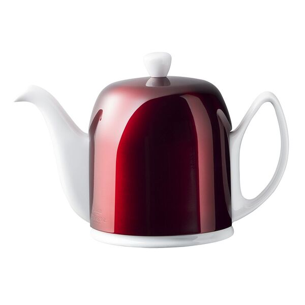 Чайник заварочный Degrenne Salam 1 л с красной муфтой, фарфор, белый