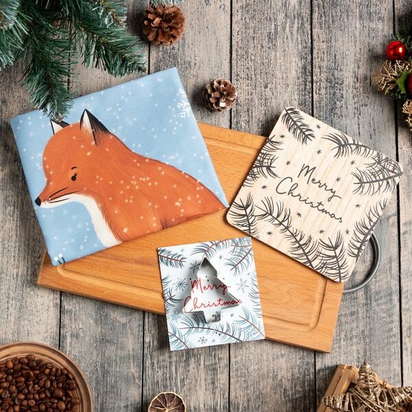 Набор подарочный Этель Snow fox: кухонное полотенце и аксессуары - фото 1
