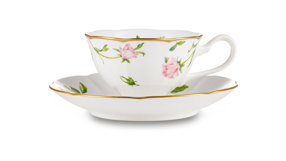 Чашка чайная с блюдцем Narumi Цветущая Роза 230 мл, фарфор костяной - фото 1