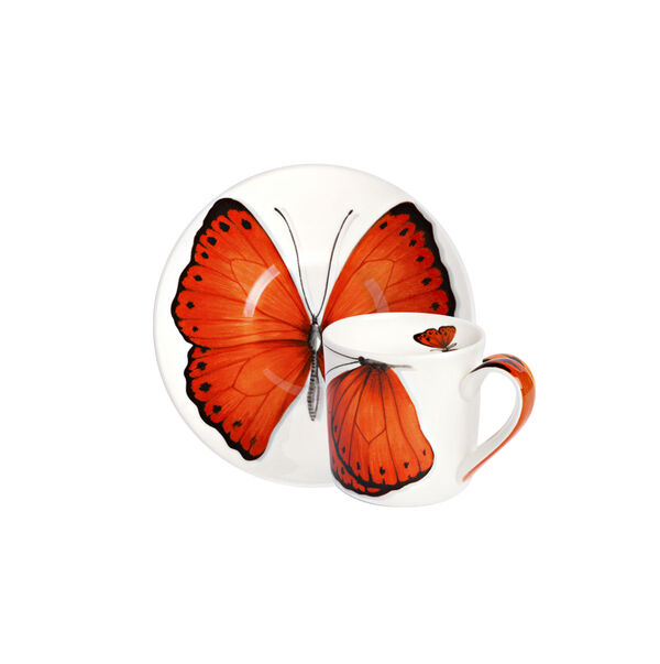 Чашка с блюдцем кофейная Butterfly, 100 мл, цвет: красный, Freedom
