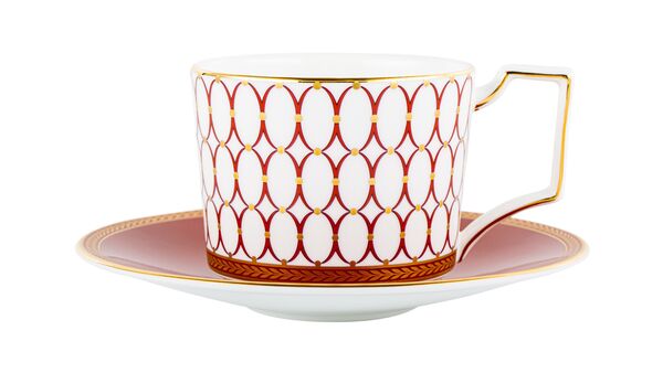 Чашка чайная с блюдцем Wedgwood Ренессанс 220 мл, красная - фото 1