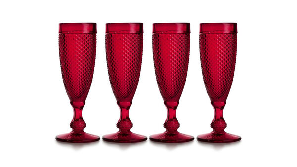 Набор бокалов для шампанского Vista Alegre Бикош 110 мл, 4 шт, красный - фото 1