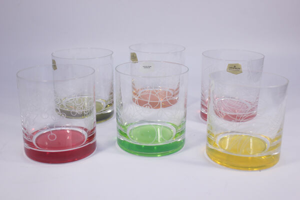 Набор стаканов для воды 280 мл 6 шт, коллекция "SUMMER, цветное дно"