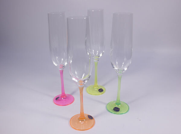 Набор бокалов для шампанского 190 мл 4 шт, Виола Неон - фото 1