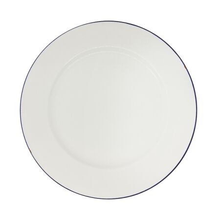 Тарелка 22,8 см, белая с синим кантом, Petye