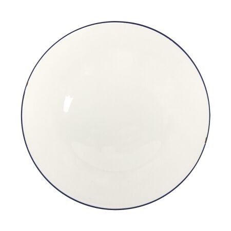 Тарелка безбортовая 28 см, белая с синим кантом, Petye