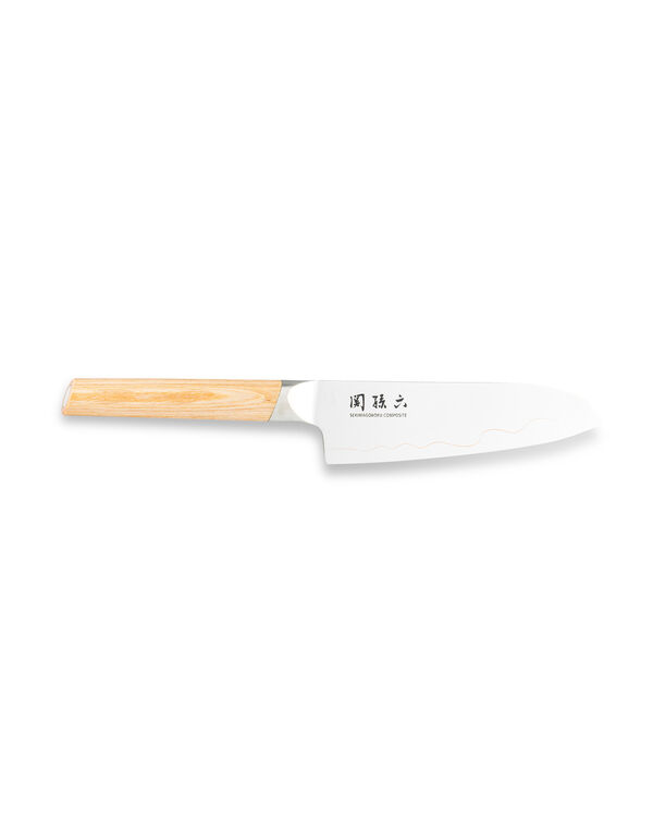 Нож поварской Сантоку KAI Магороку Композит 16,5 см, два сорта стали, ручка светлое дерево - фото 1