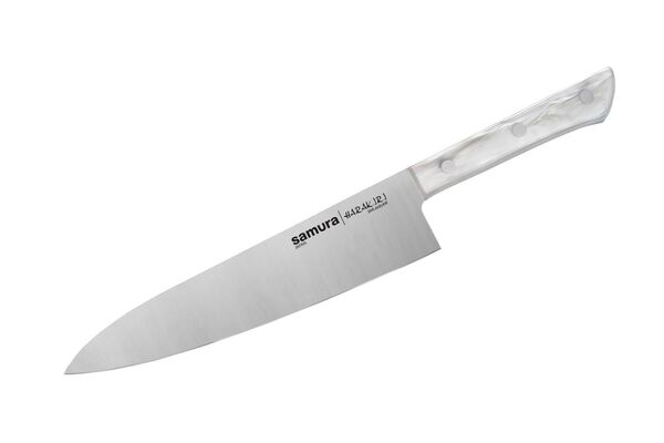 Нож кухонный "Samura HARAKIRI" Шеф 208 мм, корроз.-стойкая сталь, белый акрил - фото 1