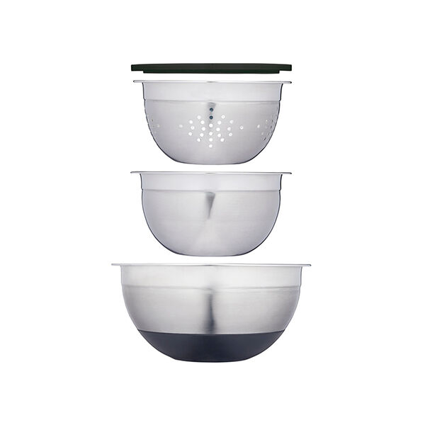 Набор кухонных принадлежностей MasterClass 3 пр.(миска (23,5 см), дуршлаг (18 см), миска с крышкой ( - фото 1