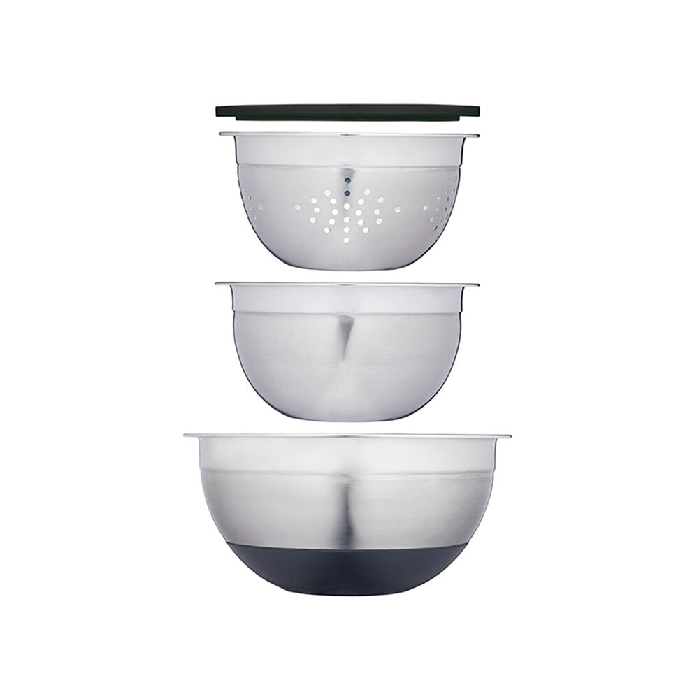 Набор кухонных принадлежностей MasterClass 3 пр.(миска (23,5 см), дуршлаг (18 см), миска с крышкой ( - фото 1