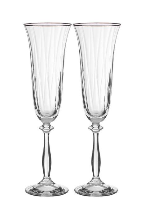 Набор бокалов для шампанского 190мл на 2 персоны Анжела OPTIK Bohemia - фото 1