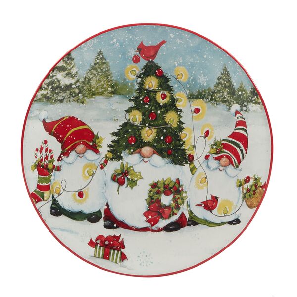 Тарелка закусочная Certified Int. Рождественские гномы с елочкой 22 см, керамика