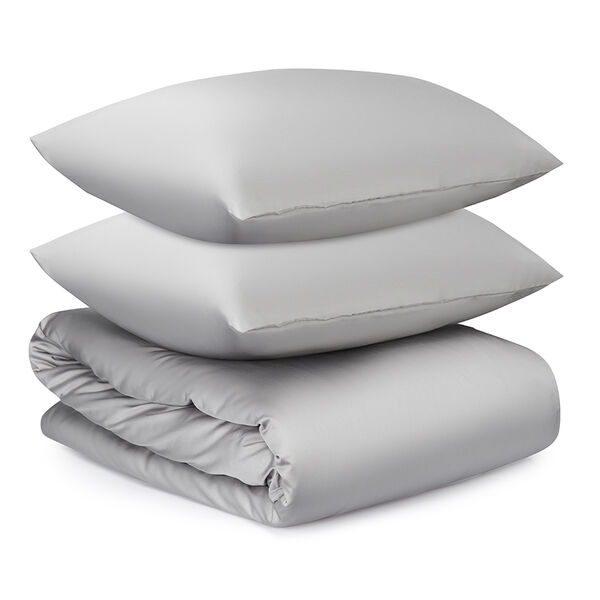 Евро - Комплект постельного белья, 200х220 см из премиального сатина серого цвета , Tkano Essential