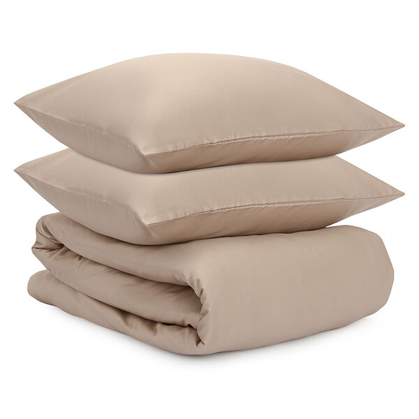 Евро - Комплект постельного белья, 200х220 см из сатина светло-коричневого цвета , Tkano Essential