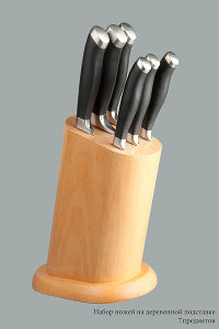 Набор ножей на деревянной подставке 6 предметов - фото 1