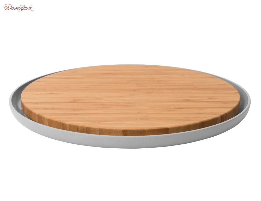 Доска разделочная бамбуковая с тарелкой 36,5х2см   - фото 1
