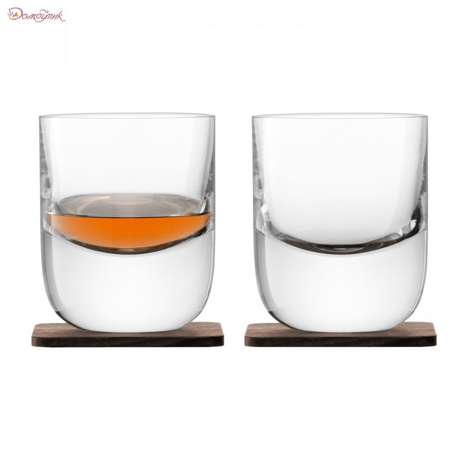 Набор для виски из 2 стаканов Renfrew Whisky с деревянными подставками 270 мл - фото 1