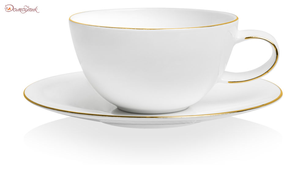 Чашка чайная с блюдцем "Синергия.Золотой кант" 250мл,Mix and Match - фото 1