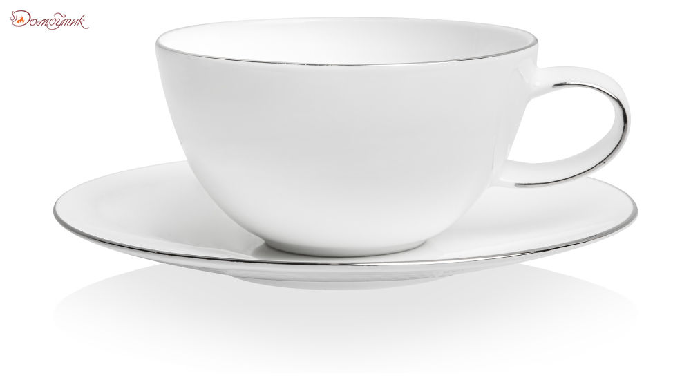 Чашка чайная с блюдцем "Синергия. Платиновый кант" 250мл,Mix and Match - фото 1
