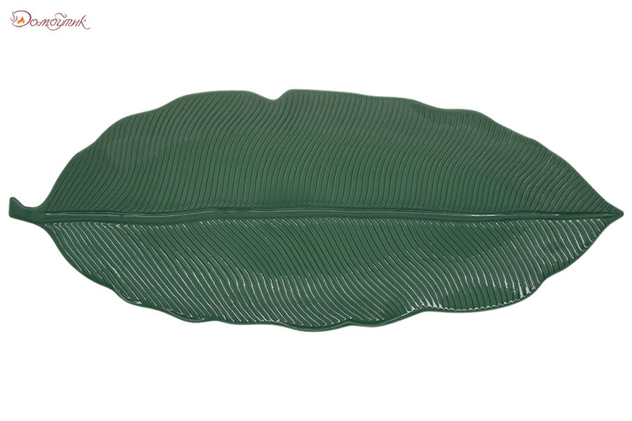 Блюдо-листок сервировочное (зелёный) Мадагаскар, большой, в подарочной упаковке. - фото 1