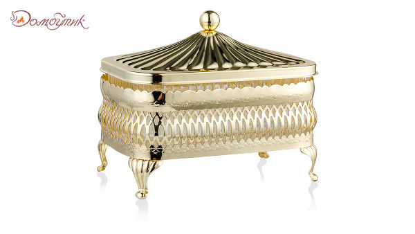 Масленка прямоугольная с крышкой Queen Anne 13х9см, золотой цвет, сталь, стекло - фото 1