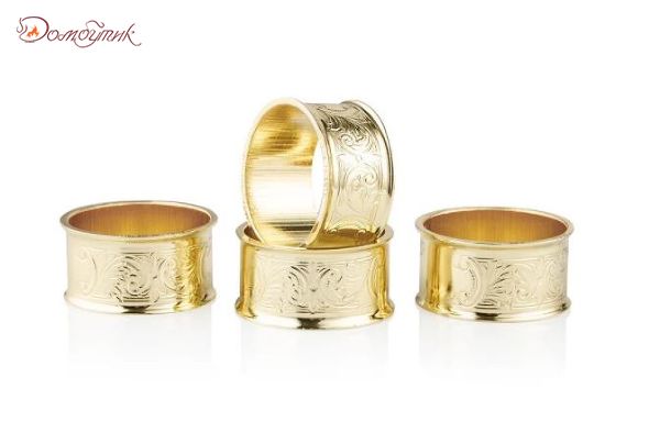Набор колец для салфеток Queen Anne 4,5см, 4шт, сталь, золотой цвет
