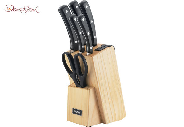 Набор из 5 кухонных ножей и блока для ножей с ножеточкой, NADOBA, серия HELGA(723016)