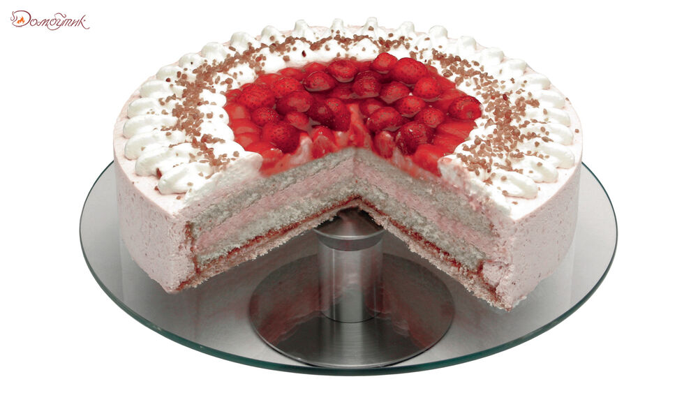 Блюдо для торта вращающееся Weis d30см, стекло, сталь нержавеющая - фото 2