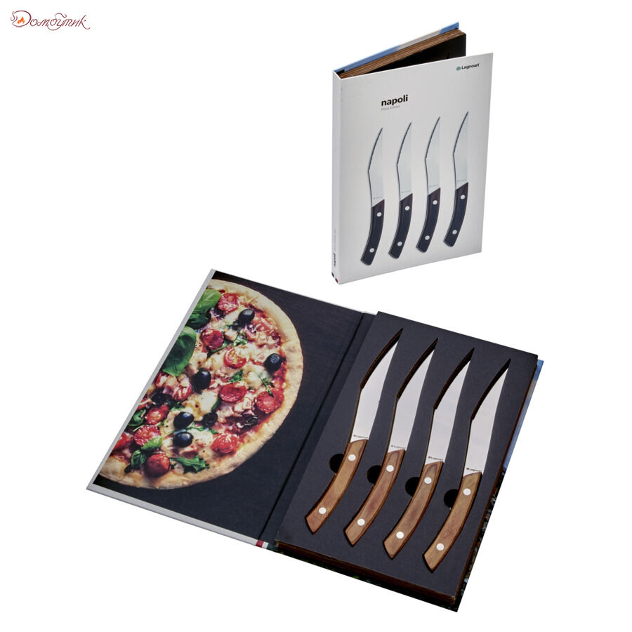 Набор ножей для стейка и пиццы Legnoart Napoli, 4 шт, ручка из темного дерева - фото 3