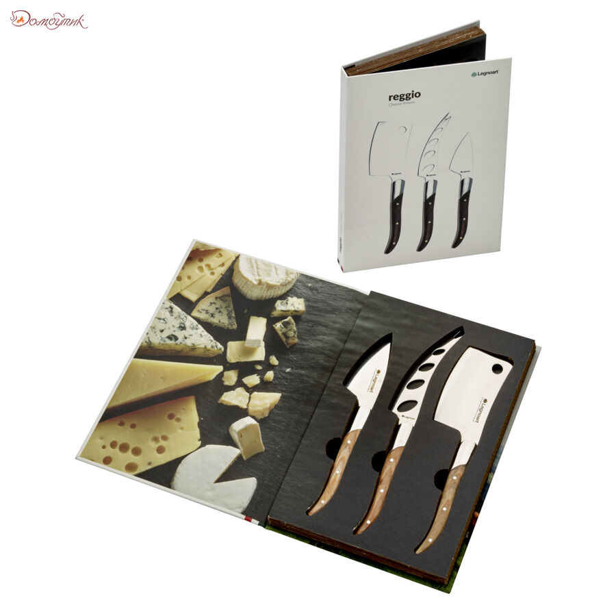 Набор ножей для сыра Legnoart Reggio, 3 предмета, японская сталь, ручки из светлого дерева - фото 3