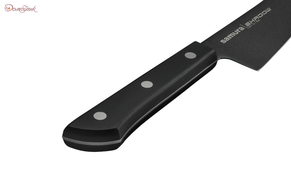 Нож кухонный "Samura SHADOW" Гюто с покрытием Black-coating 182 мм, AUS-8, ABS пластик - фото 4