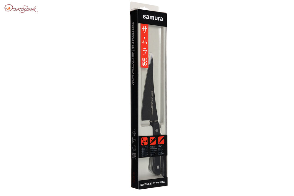 Нож кухонный "Samura SHADOW" совр. универсальный Black-coating 146мм, AUS-8, ABS пластик - фото 4