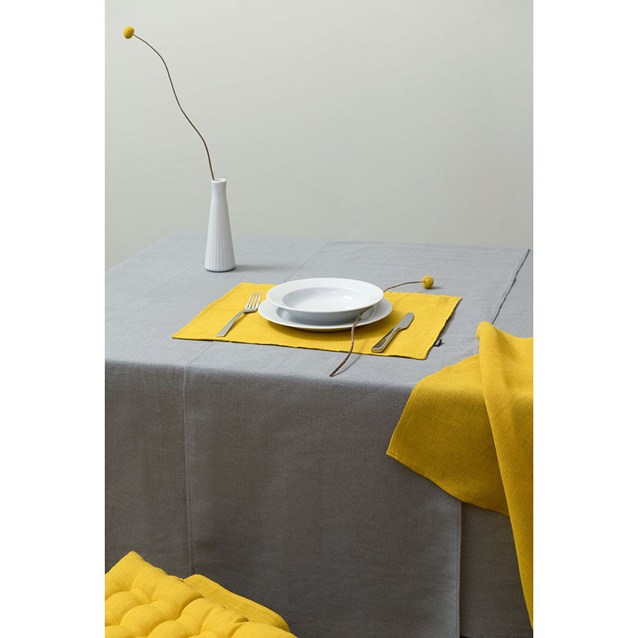 Дорожка на стол из стираного льна серого цвета из коллекции Essential, 45х150 см - фото 5