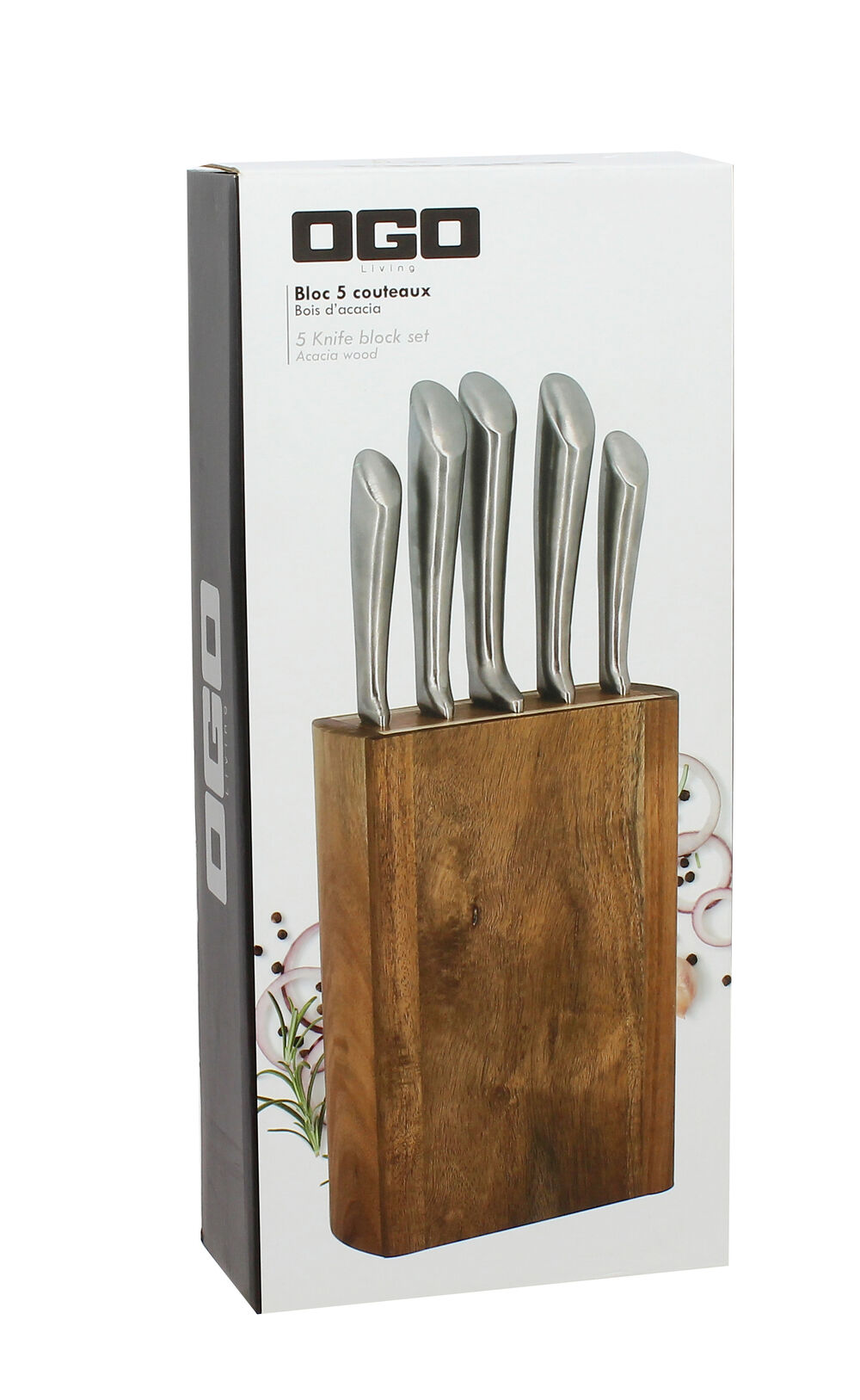 Набор кухонных ножей OGO 5 предметов в деревянной подставке - фото 3