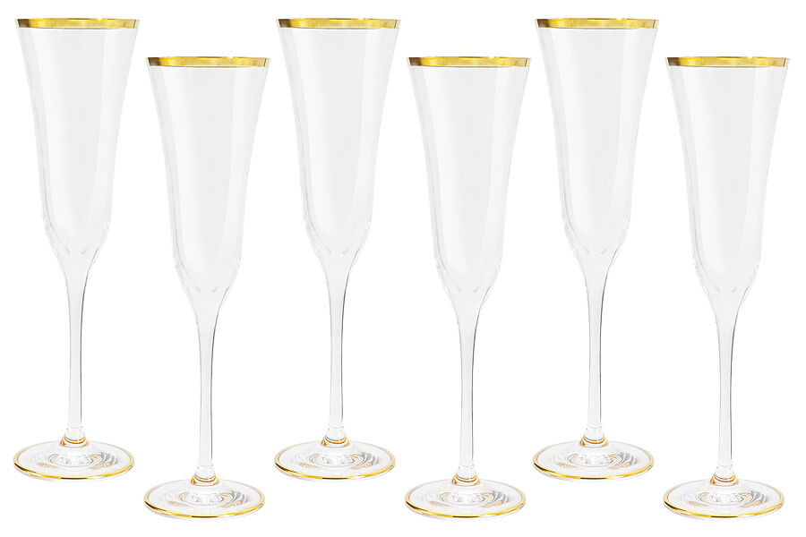 Набор бокалов для шампанского Сабина золото, 0,175 л, 6 шт, Same Decorazione - фото 2