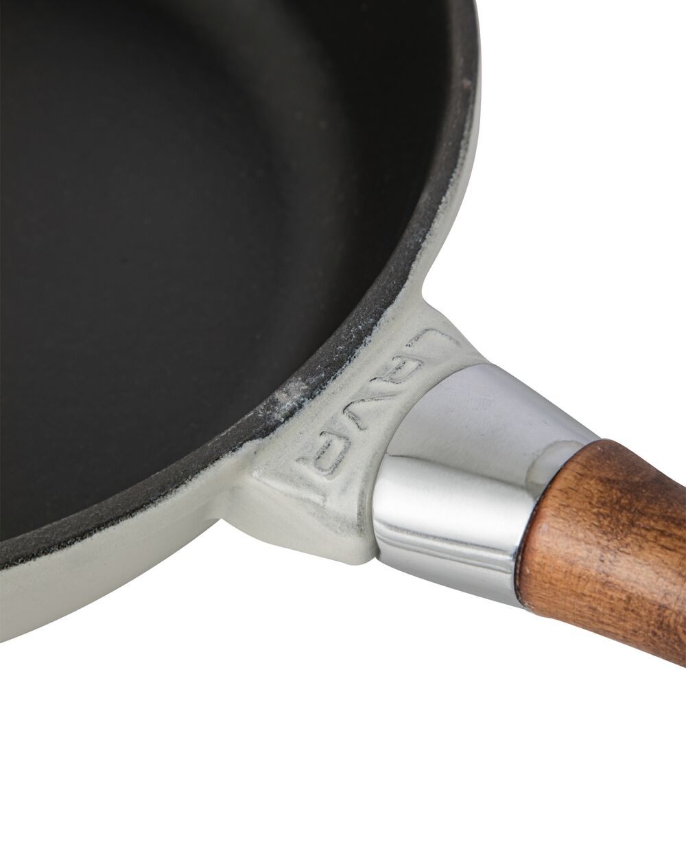 Сковорода с крышкой  24 см, 2 л, с деревянной ручкой, чугун, кремовая, Lava - фото 3
