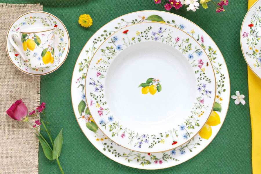 Тарелка суповая Цветы и лимоны, 21,5 см - фото 2