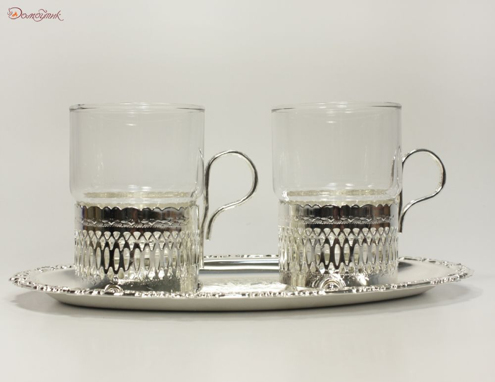 Набор из 2-х стаканов с подстаканниками на подносе - фото 2