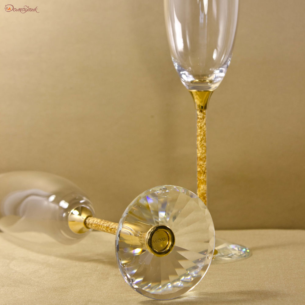 Набор с сусальным золотом из 2-х бокалов для шампанского - фото 2