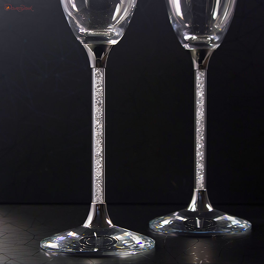Набор из 2-х бокалов для шампанского с кристаллами Swarovski - фото 2
