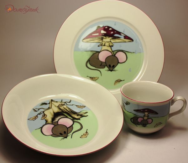 Детский набор посуды "Мышки", 3 предмета - фото 1