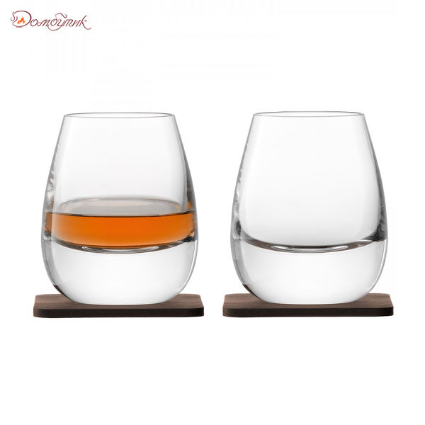 Набор для виски из 2 стаканов Islay Whisky с деревянными подставками 250 мл - фото 1