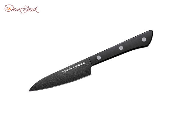Нож кухонный "Samura SHADOW" овощной с покрытием Black-coating 99 мм, AUS-8, ABS пластик - фото 1